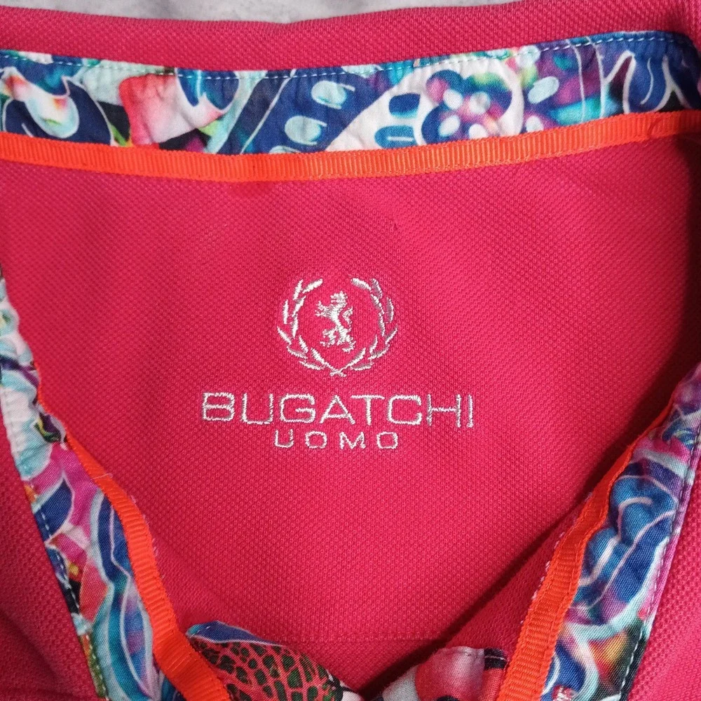 Bugatchi Uomo Golf Polo Shirt 1/4 Mens‎ L? Flip Cuff Stretch Performance Cotton